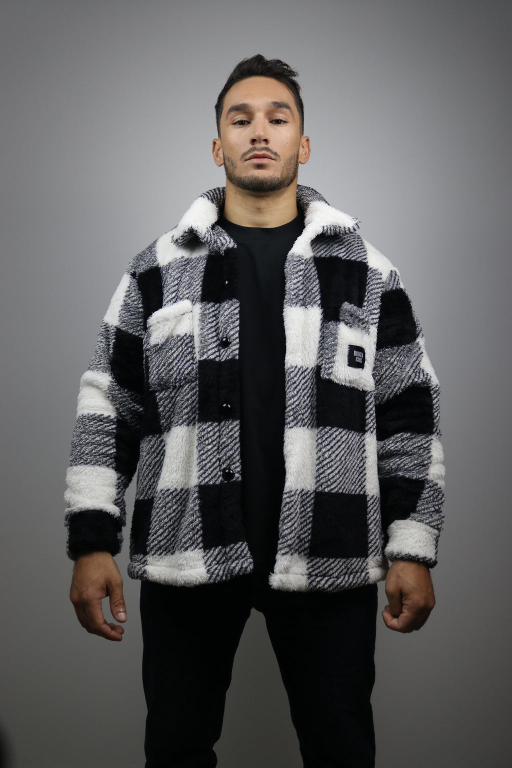 Veste - Sherpa Carreaux Noirs et Blancs