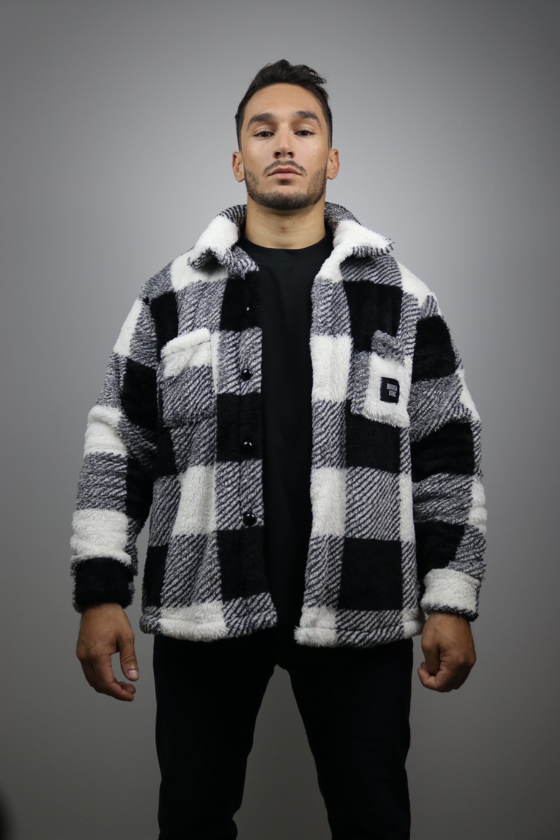 Veste - Sherpa Carreaux Noirs et Blancs