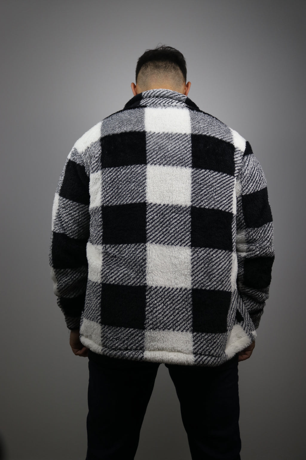 Veste - Sherpa Carreaux Noirs et Blancs