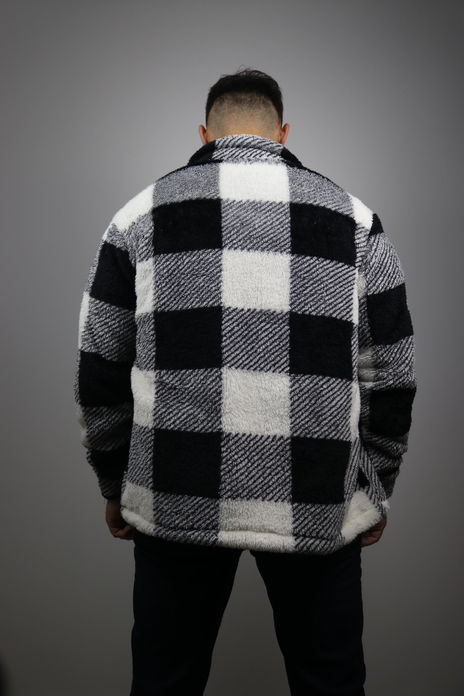 Veste - Sherpa Carreaux Noirs et Blancs