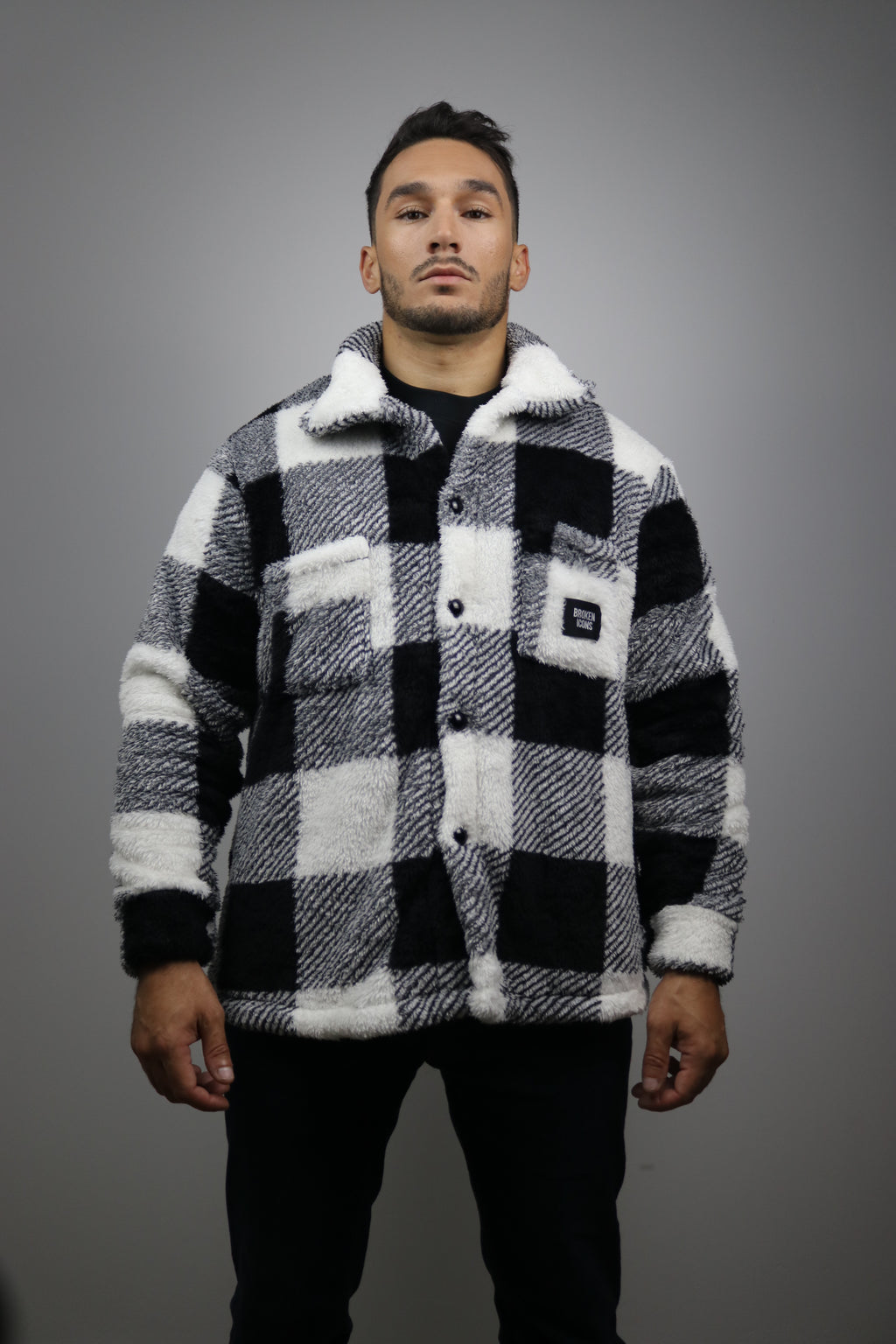 Veste - Sherpa Carreaux Noirs et Blancs