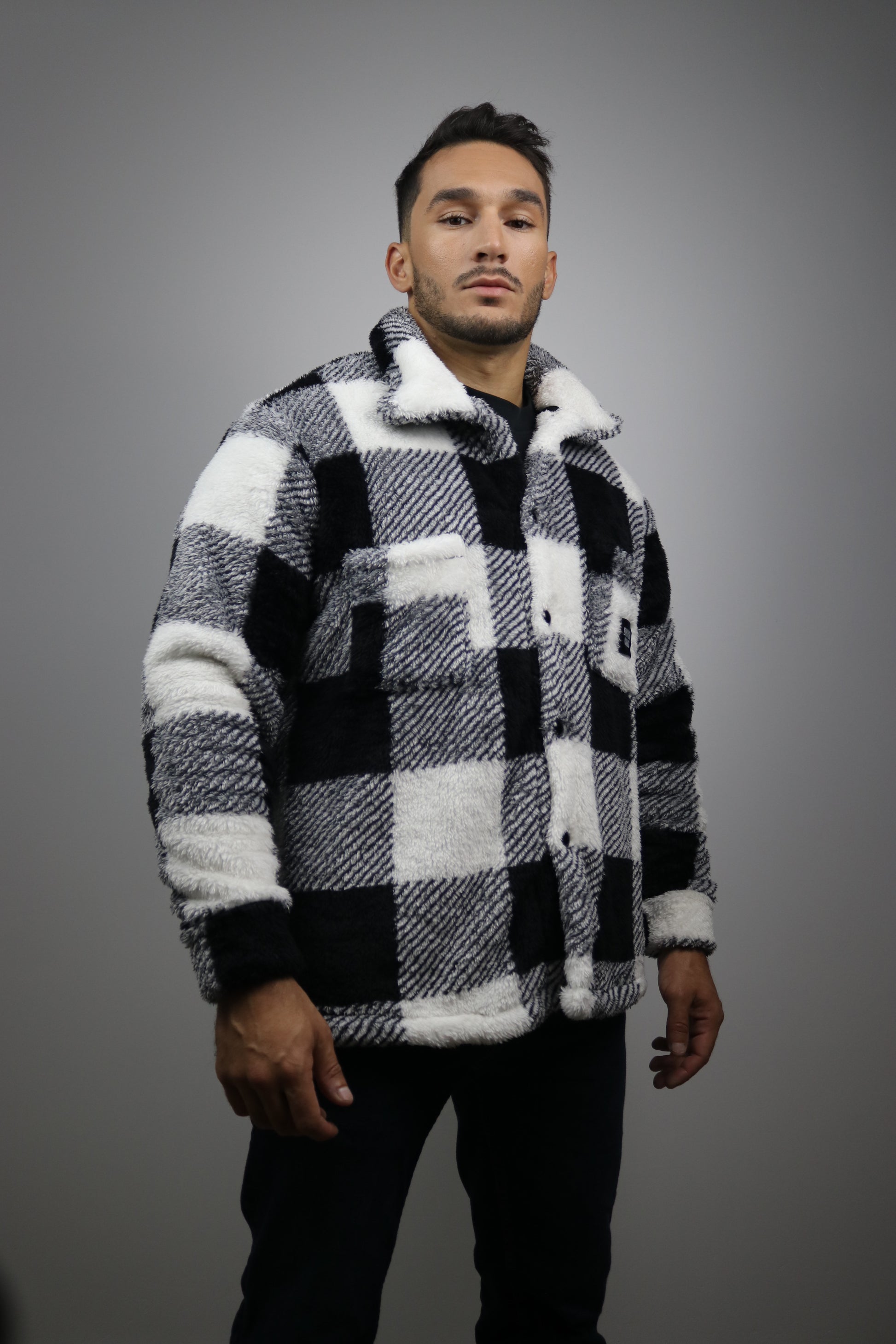 Veste - Sherpa Carreaux Noirs et Blancs